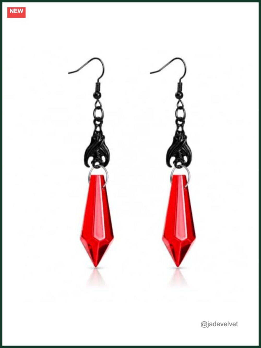 Gothic Bat Blood Drop Dangle Earrings Copper Crystal Halloween Costume Jewelry